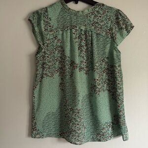 JOIE Green blouse, loose ruffle design, floral print, size medium